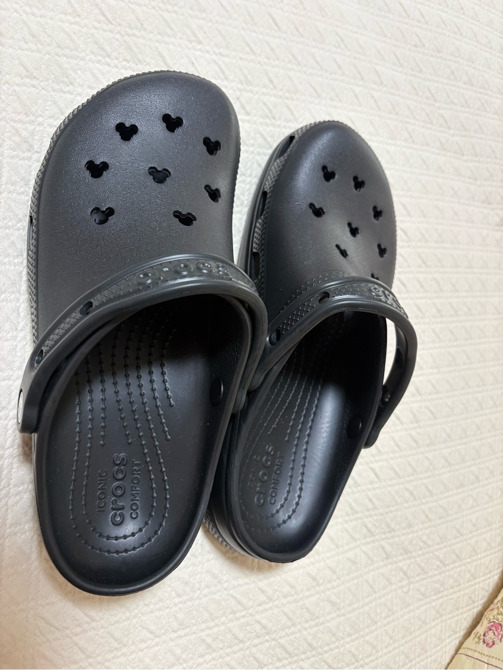 Disney Parks CROCS Charcoal Black Clog Sandals with Mickey Cutouts